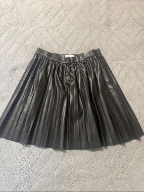 Mango Black Pleated Faux-Leather Skirt